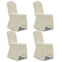 VidaXL Stoelhoes stretch 4 stuks crèmekleurig - thumbnail