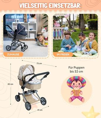 Combi-poppenwagen Mika - Beertjes Beige