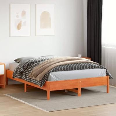 Bedframe zonder matras massief grenenhout wasbruin 140x200 cm