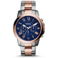 Fossil heren Grant blauwe wijzerplaat tweekleurig roestvrijstalen chronograaf horloge FS5024 - thumbnail