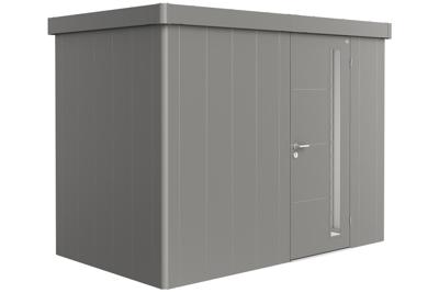 Biohort Neo 1C metalen tuinhuis enkele deur kwartsgrijs 292x180 cm- Plat dak- Metaal- Biohort