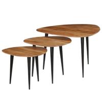 3-delige Salontafelset massief acaciahout - thumbnail