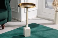 Design bijzettafel TRAYFUL 60cm antiek goud wit marmeren voet handgemaakt rond - 42721 - thumbnail