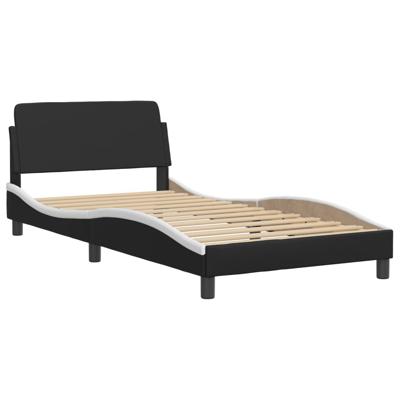 Bed met matras kunstleer zwart en wit 100x200 cm - thumbnail