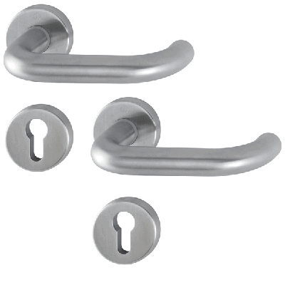 Hoppe deurkruk met cilinderrozet - Paris - deurdikte 37/42mm - RVS