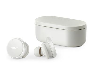 Denon PerL Pro True draadloze oordopjes, gepersonaliseerd geluidsprofiel, ruisonderdrukkende oordopjes, waterbestendige oortelefoons, met ingebouwde microfoons en lange batterijduur - wit