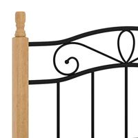 Bedframe metaal en massief eikenhout zwart 90x200 cm - thumbnail