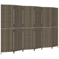 Kamerscherm 6 panelen poly rattan grijs - thumbnail