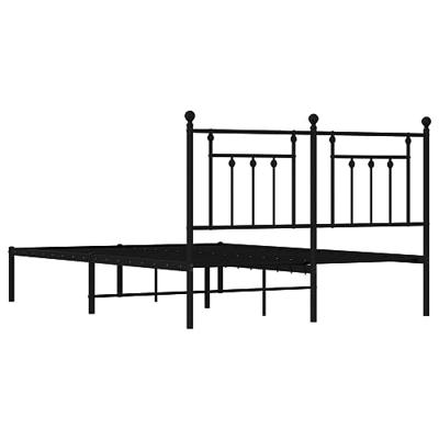 Bedframe met hoofdbord metaal zwart 140x190 cm