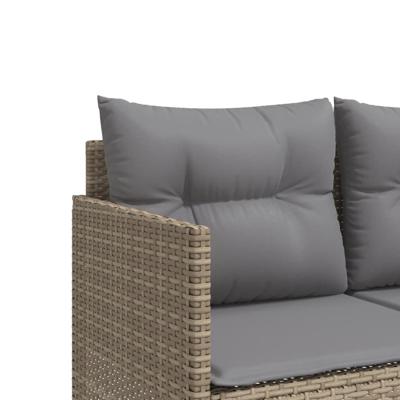 5-delige Loungeset met kussens poly rattan beige - thumbnail