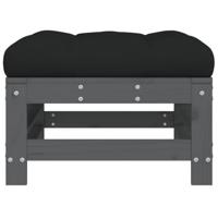 Tuinvoetenbank met kussen massief grenenhout grijs - thumbnail