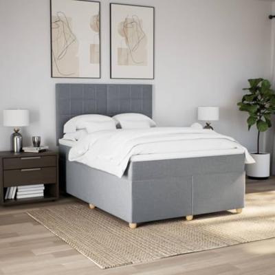 Boxspring met matras stof lichtgrijs 160x200 cm