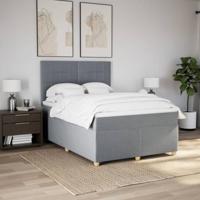 Boxspring met matras stof lichtgrijs 160x200 cm - thumbnail