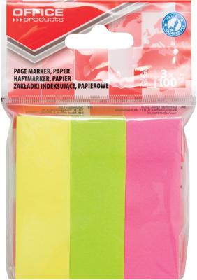 OFFICE products index, ft 26 x 76 mm, ophangzakje van 3 x 100 tabs, geassorteerde kleuren