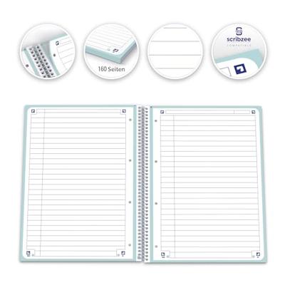 Oxford School Touch Europeanbook spiraalblok, ft A4+, 160 bladzijden, gelijnd, pastel groen