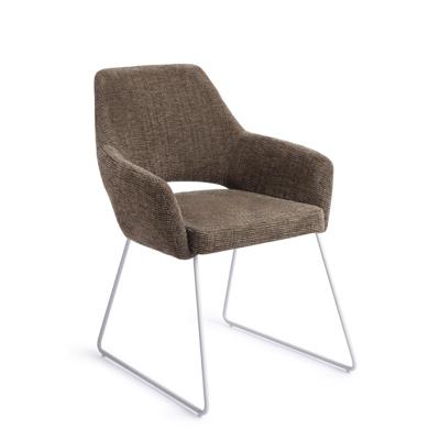 Jesper Home Eetkamerstoel 'Yanai' Slide White, kleur Checked Chestnut