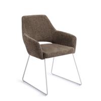 Jesper Home Eetkamerstoel 'Yanai' Slide White, kleur Checked Chestnut - thumbnail