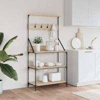 VidaXL Bakkersrek met haken 4-laags bewerkt hout sonoma eikenkleurig - thumbnail