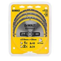 DeWALT DT1962 Cirkelzaagbladen Set 216mm (2X 24T 1X 40T) - thumbnail