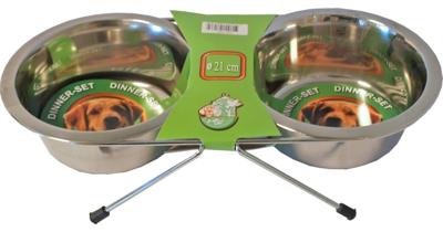 Dinner-set inclusief 2 RVS bakken 21 cm Eet-en-drinkbakken-hond Gebr. de Boon - Gebr de boon