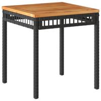 Tuintafel 38x38x42 cm poly rattan en acaciahout zwart - thumbnail