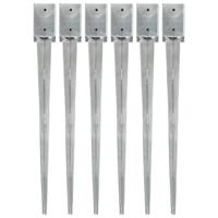 Grondpinnen 6 st 9x9x90 cm gegalvaniseerd staal zilverkleurig - thumbnail