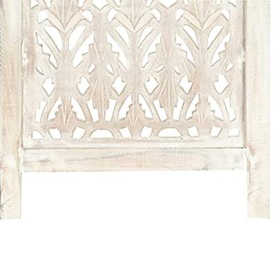 Kamerscherm met 5 panelen handgesneden 200x165 cm mangohout wit