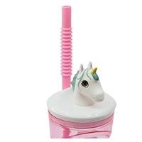 Beker met Rietje Stor Unicorn Rainbow Roze (360 ml) - thumbnail