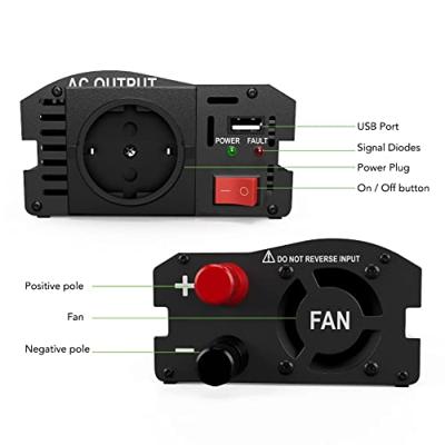 EcoLine - Omvormer 12V Naar 220V / 230V - 600w / 1200w Vermogen - Gemodificeerde Sinus - Spanningomvormer