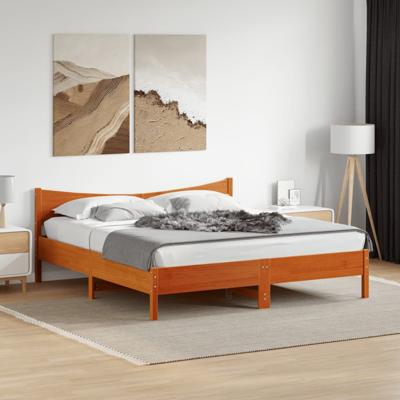 Bedframe zonder matras massief grenenhout wasbruin 180x200 cm