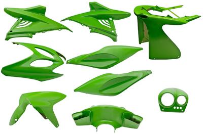Plaatset 9-delig Edge voor Yamaha Aerox tot bouwjaar 2014 - kawasaki groen