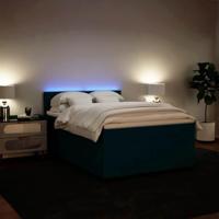 Boxspring met matras fluweel blauw 140x190 cm - thumbnail
