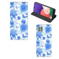 Smart Cover voor Samsung Galaxy A22 5G Flowers Blue - thumbnail