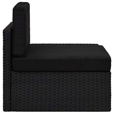 Hoekbank met linkerarmleuning sectioneel poly rattan zwart - thumbnail
