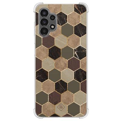 Samsung Galaxy A13 4G shockproof hoesje - Kubus groen bruin Samsung Galaxy A13 4G shockproof hoesje - Kubus groen bruin