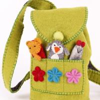 Vilten Schoudertas met Vingerpoppen (Lime) - thumbnail