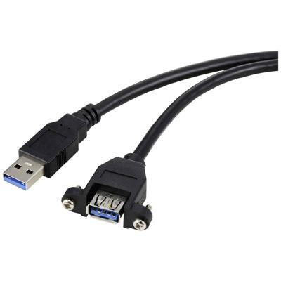 Renkforce RF-5720388 USB-kabel USB 3.0 USB-A stekker, USB-A bus 1.00 m Zwart Voor inbouw, Schroefbaar