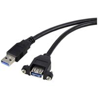 Renkforce RF-5720388 USB-kabel USB 3.0 USB-A stekker, USB-A bus 1.00 m Zwart Voor inbouw, Schroefbaar - thumbnail