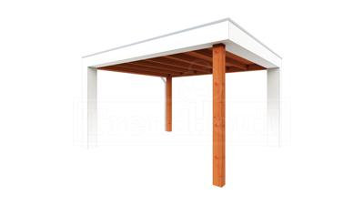 Trendhout Verona overkapping 400x400 cm Lariks/Douglas blank - Plat dak model links- Plat dak- Onbehandeld lariks Douglas hout- Trendhout