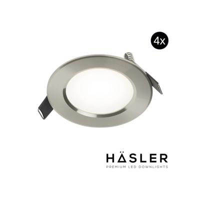 Inbouwspot Häsler Comarruga Incl. Fase Aansnijding Dimbaar 9.2 cm 4 Watt Helder Wit RVS Set 4x