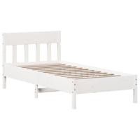Bedframe zonder matras massief grenenhout wit 75x190 cm - thumbnail