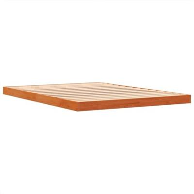 Bedframe massief grenenhout wasbruin 140x190 cm