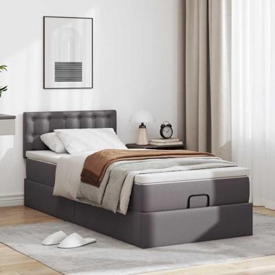 Ottomaanse bed met matras 90x200cm kunstleer grijs