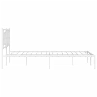 Bedframe met hoofdbord metaal wit 150x200 cm Bedframe met hoofdbord metaal wit 150x200 cm