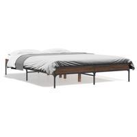 Bedframe bewerkt hout metaal bruin eikenkleur 120x200 cm - thumbnail