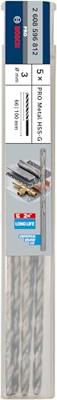 Bosch Accessories 2608596812 2608596812 HSS Metaal-spiraalboor 3 mm Gezamenlijke lengte 100 mm Geslepen DIN 340 Cilinderschacht 5 stuk(s)