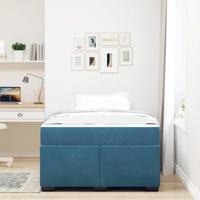 Bedframe met matras met matras Donkerblauw 120 x 190 cm Fluweel - thumbnail