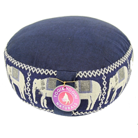 Meditatiekussen donkerblauw olifanten opdruk - Katoen - Boekweit - 33x17 - Donker blauw - thumbnail