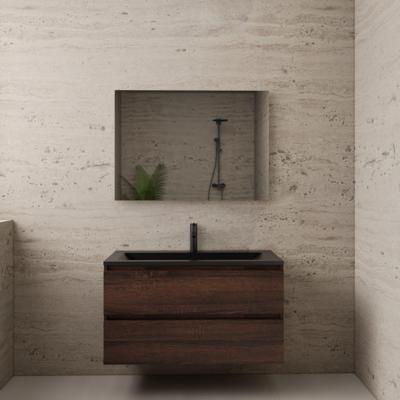 ACTIE BWS Badmeubel | Paris | Sonoma Choco 100 cm | Mat Zwart Wastafel | 1 of 2 Kraangaten