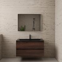 ACTIE BWS Badmeubel | Paris | Sonoma Choco 100 cm | Mat Zwart Wastafel | 1 of 2 Kraangaten - thumbnail
